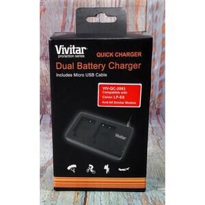 Vivitar Dual Battery Charger Quick Charger with Micro USB‎ Cable